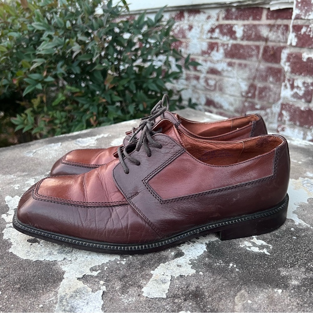 Felipe Stefano Shoes Men's Sz 9 Two Tone Saddle and Cognac Square Toe